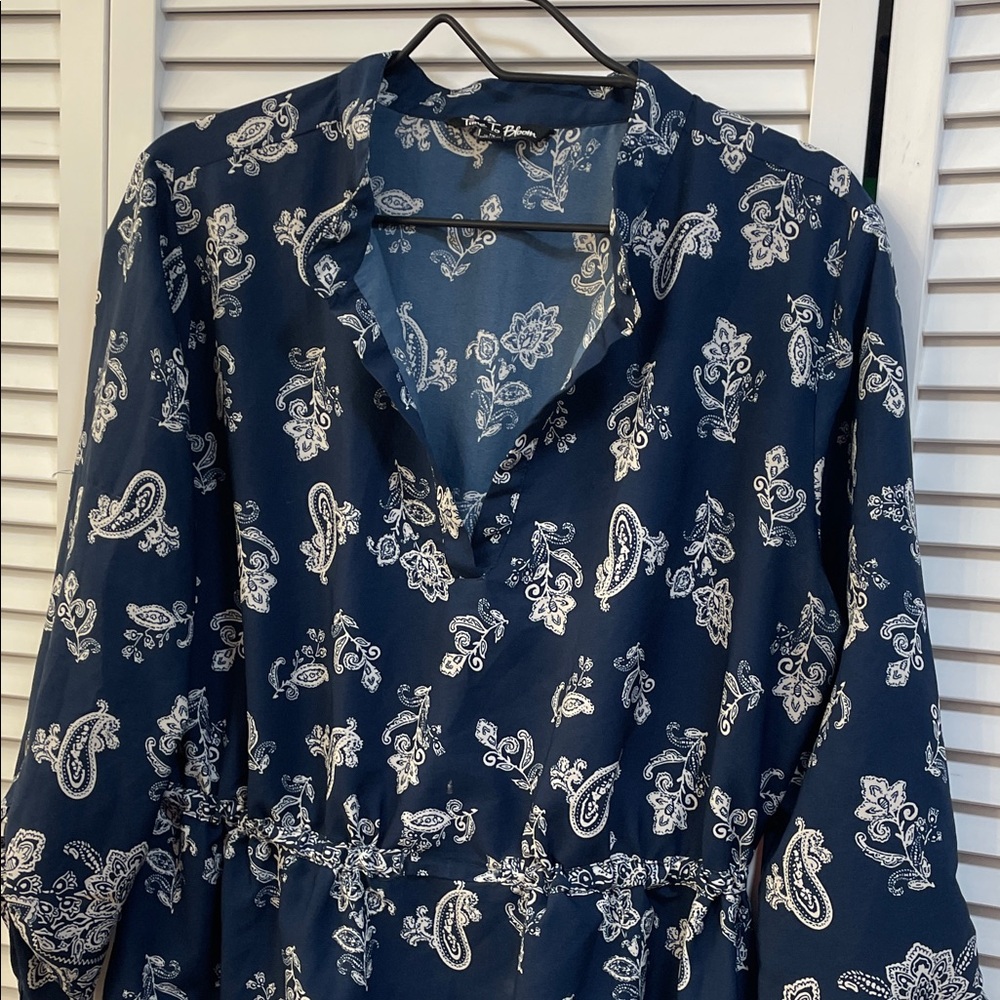 Women's Navy Paisley Midi Dress
